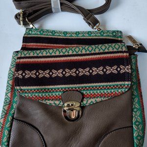 Andolini Boho Hippee Crossbody Envelope Style Taupe Purse Brand New
